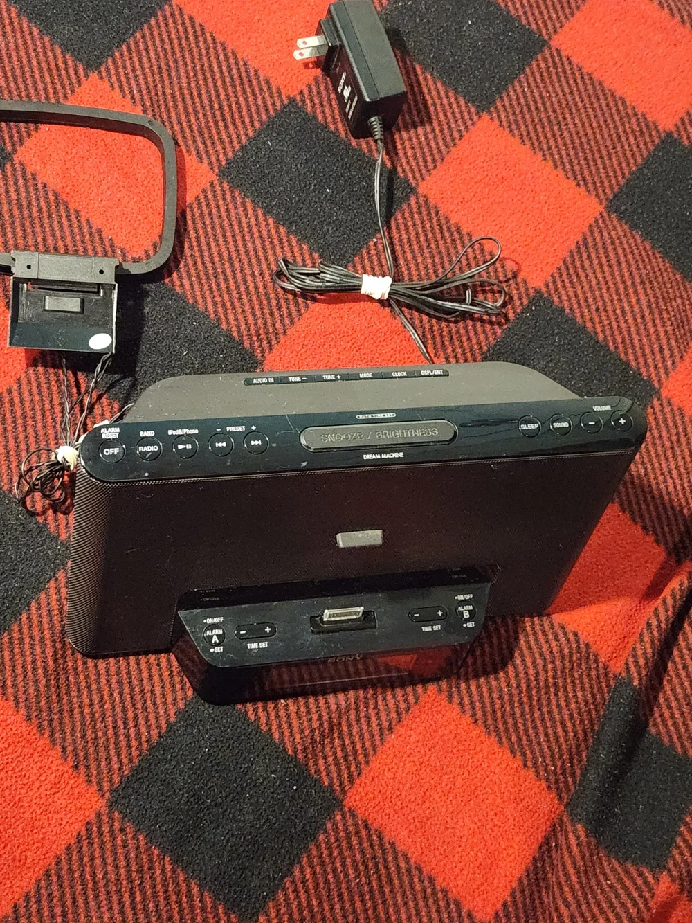 Sony Black Portable Docking Speaker with Clock and Dock